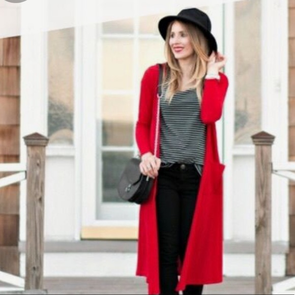 LuLaRoe Sweaters - LuLaRoe | Red | Sarah cardigan